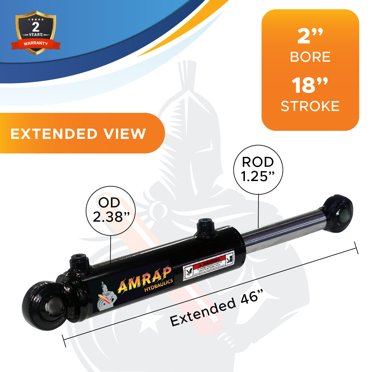 2x18 Hydraulic Cylinder - 2" Bore x 18" Stroke Hydraulic Cylinder | Swivel Eye Mount | 3500 PSI - (2x18) - SAE#8